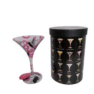 LOLITA "LOVE MY LIPSTICK" MARTINI GLASSWARE HAND PAINTED NWOT